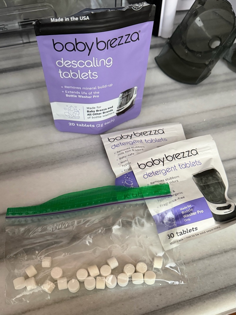 Baby brezza bottle washer pro tablets and descaling tablets